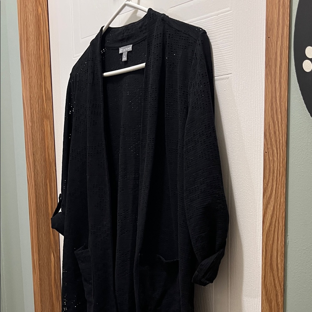 Talbots Black Open-Front Cardigan